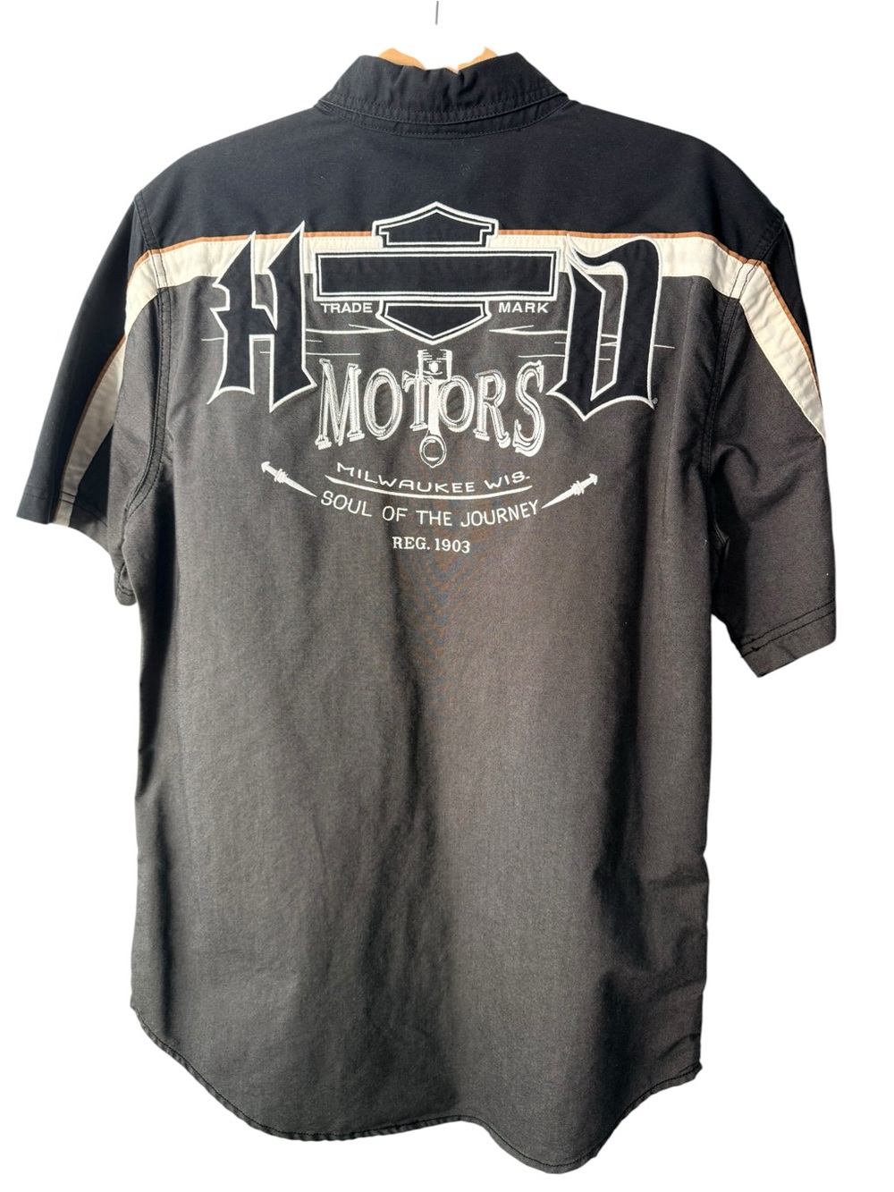 Harley-Davidson Men’s Black Short Sleeve Button-Down Shirt Size Medium - Picture 2 of 4